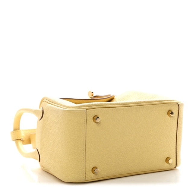 エルメス ミニリンディ 20 ヴェルソ ジョーヌプッサン ナタ トリヨンクレマンス ゴールド金具 HERMES MINI LINDY 20 VERSO JAUNE POUSSIN NATA TAURILLON CLEMENCE GOLD HARDWARE【中古】