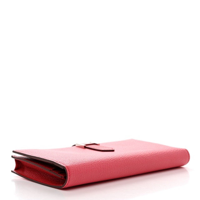 エルメス ベアンスフレ ベアンロングウォレット バイカラー ローズリップスティック ルージュカザック シェーブル シルバー金具 長財布 HERMES BEARN GUSSET WALLET ROSE LIPSTICK ROUGE CASAQUE CHEVRE SILVER HARDWARE【中古】