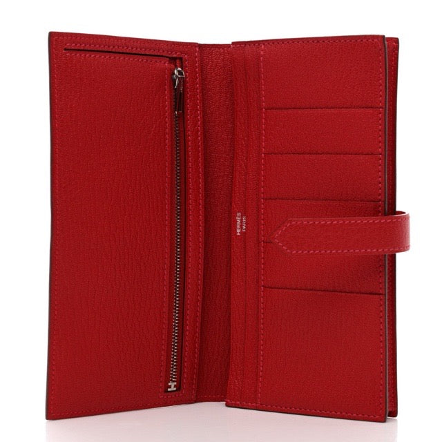 エルメス ベアンスフレ ベアンロングウォレット バイカラー ローズリップスティック ルージュカザック シェーブル シルバー金具 長財布 HERMES BEARN GUSSET WALLET ROSE LIPSTICK ROUGE CASAQUE CHEVRE SILVER HARDWARE【中古】