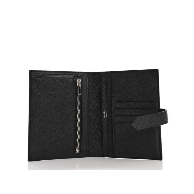 エルメス ベアン コンパクトウォレット ブラック エプソン シルバー金具 折り財布 HERMES BEARN COMPACT WALLET BLACK EPSOM SILVER HARDWARE【中古】