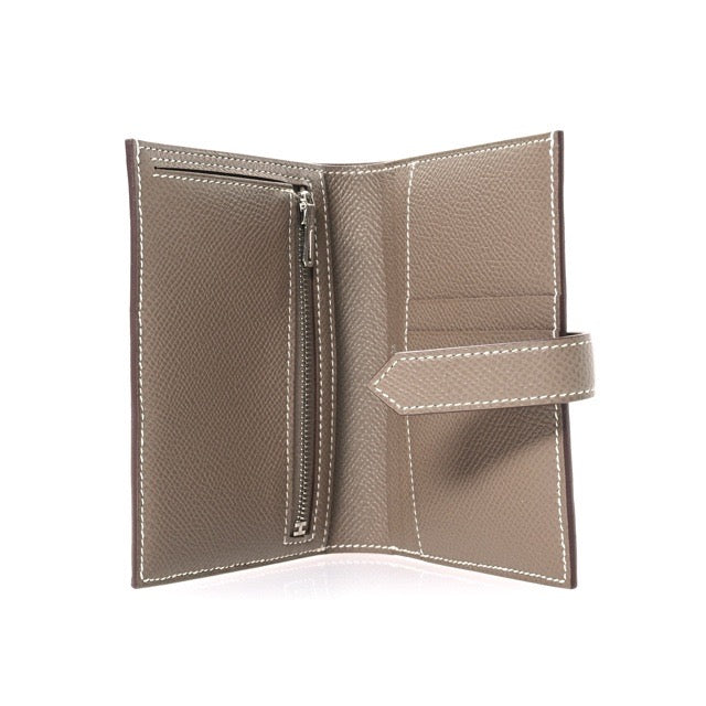 エルメス ベアン コンパクトウォレット エトゥープ エプソン シルバー金具 折り財布 HERMES BEARN COMPACT WALLET ETOUPE EPSOM SILVER HARDWARE【中古】