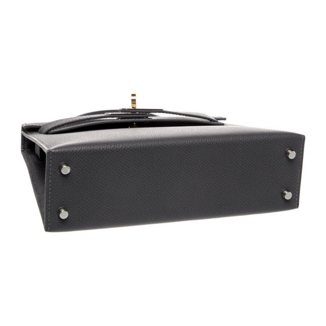 エルメス ミニケリー ケリーミニ２ ミニドゥ 外縫い アルドワーズ エプソン エレクトラム金具 ゴールド金具 シルバー金具 HERMES KELLY MINI 2 SELLIER 20 ARDOISE EPSOM ELECTRUM GOLD SILVER HARDWARE