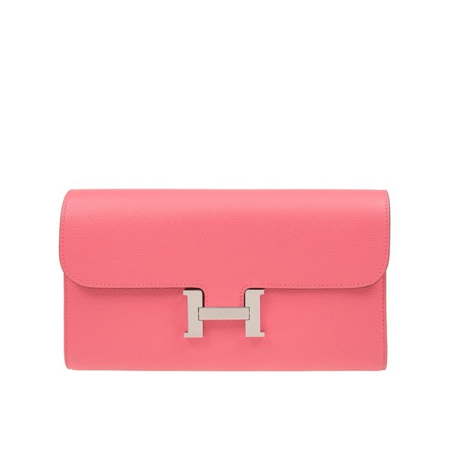 エルメス コンスタンス ロングウォレット 長財布 ローズアザレ エバーカラー エヴァーカラー シルバー金具 HERMES CONSTANCE LONG WALLET ROSE AZALEE EVERCOLOR SILVER HARDWARE【中古】