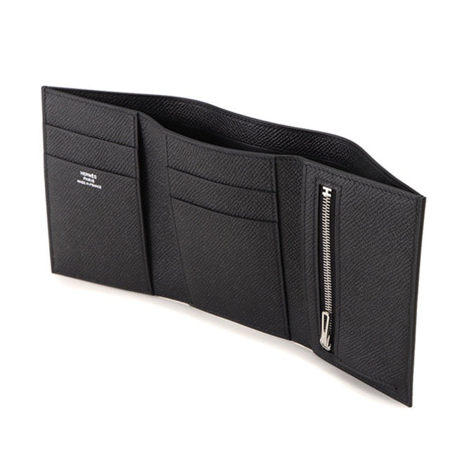 モノクローム エルメス ベアン コンビネ ミニウォレット ソーブラック エプソン ブラック金具 三つ折り財布 HERMES BEARN COMBINE TRI-FOLD MONOCHROME WALLET SO BLACK EPSOM BLACK HARDWARE