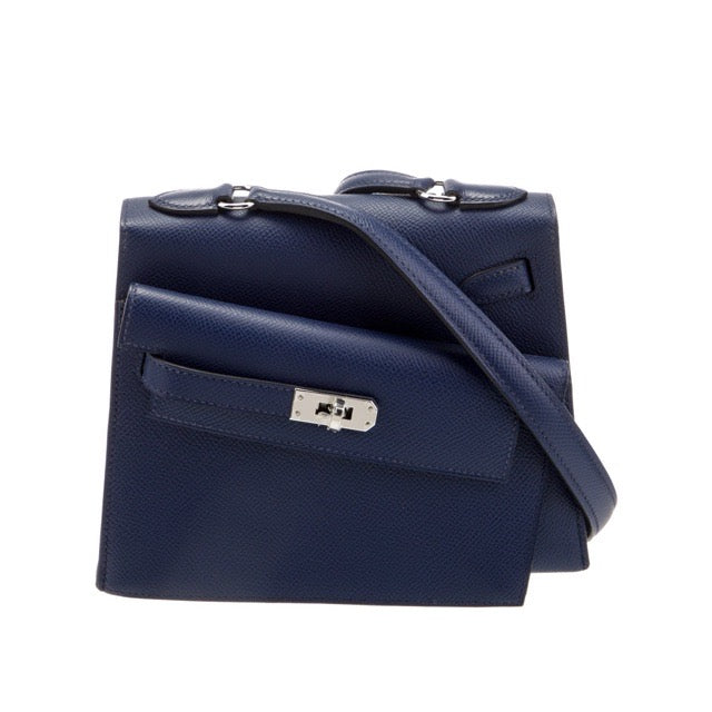 希少品 エルメス ケリー20 無秩序 外縫い ブルーサフィール エプソン シルバー金具 HERMES KELLY EN DESORDRE SILLIER 20 BLEU SAPHIR EPSOM SILVER HARDWARE【中古】