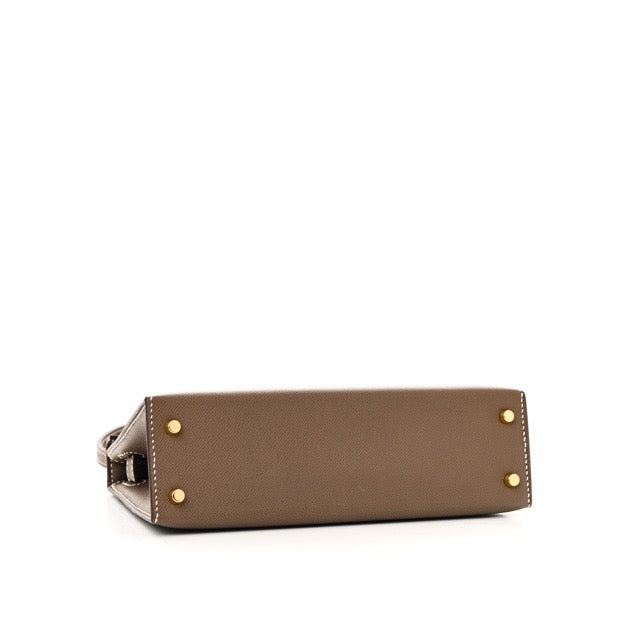 エルメス ミニケリー ケリーミニ２ ミニドゥ 外縫い エトゥープ マダム ゴールド金具 HERMES KELLY MINI 2 SELLIER 20 ETOUPE MADAME GOLD HARDWARE