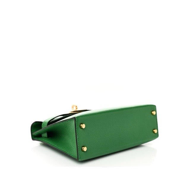 エルメス ミニケリー ケリーミニ２ ミニドゥ 外縫い バンブー シェーブル ゴールド金具 HERMES KELLY MINI 2 SELLIER 20 BAMBOO CHEVRE GOLD HARDWARE【中古】