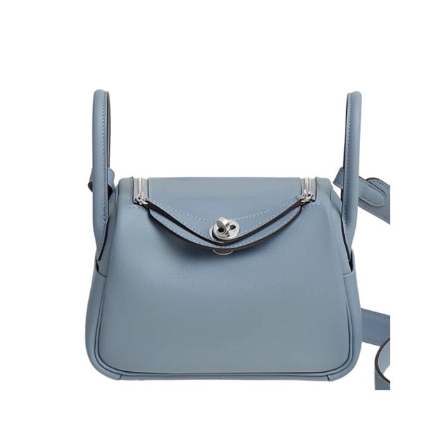 エルメス ミニリンディ 20 ブルーラン スイフト シルバー金具 HERMES MINI LINDY BLEU LIN SWIFT SILVER HARDWARE