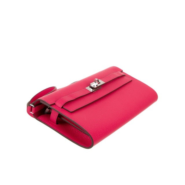 HERMES KELLY LONG WALLET TO GO FRAMBOISE EPSOM SILVER HARDWARE
