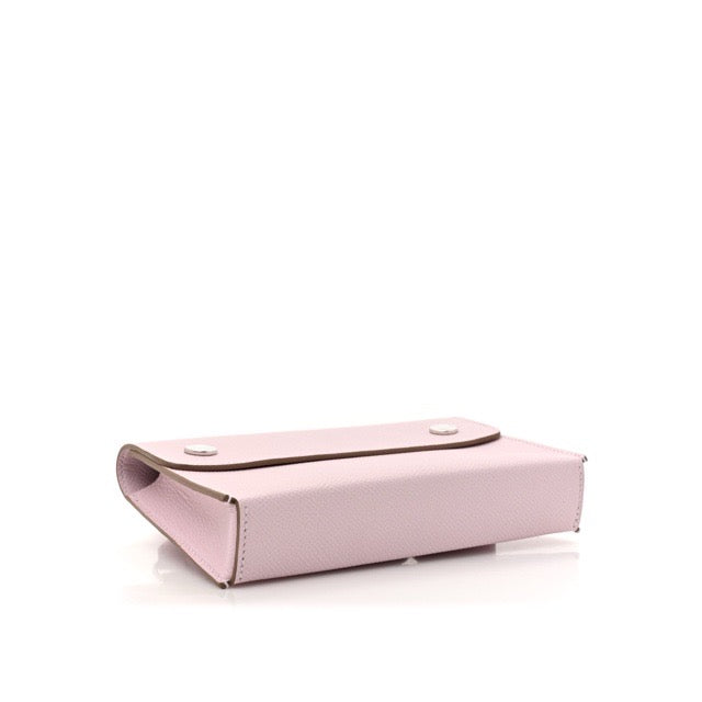 HERMES HERMESNAP TO GO WALLET SHOULDER BAG MAUVE PALE EPSOM SILVER HARDWARE