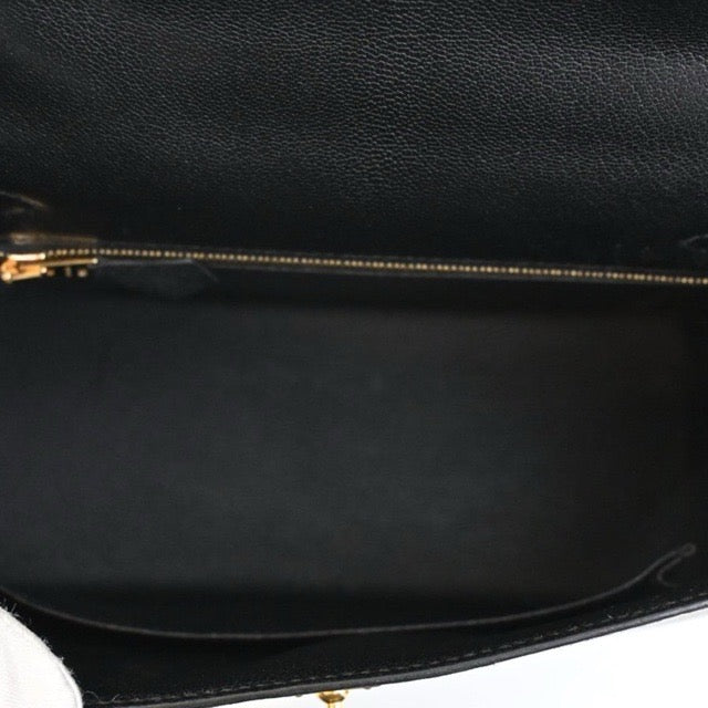エルメス ケリー２５ 外縫い ブラック シェーブル シャムキラ ゴールド金具 HERMES KELLY 25 SELLIER BLACK CHEVRE CHAMKILA GOLD HARDWARE