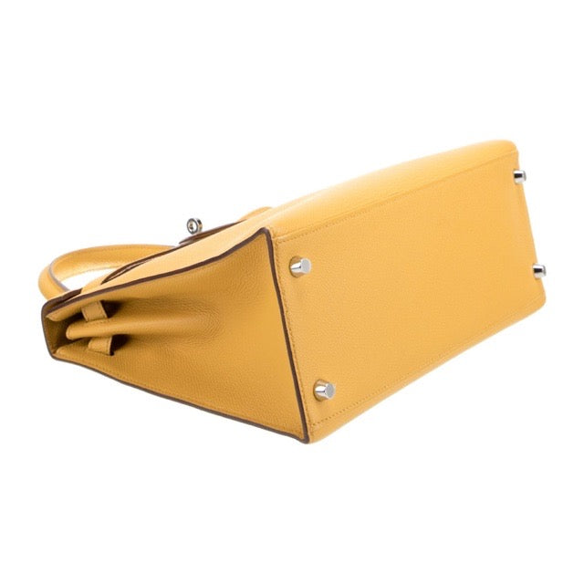 エルメス ケリー２８ 外縫い ジョーヌアンブル エプソン シルバー金具 HERMES KELLY 28 SELLIER JAUNE AMBRE EPSOM SILVER HARDWARE