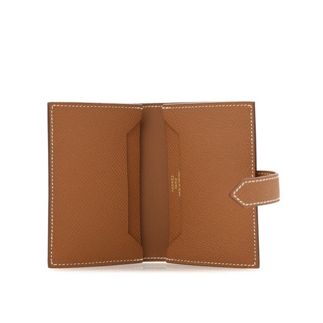 HERMES BEARN CARD HOLDER CARD CASE GOLD EPSOM GOLD HARDWARE