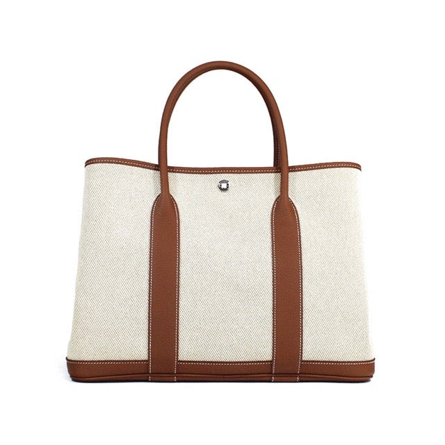 エルメス ガーデンパーティー PM 36 エクリュ デゼール ゴールド ツイルアッシュ ネゴンダ シルバー金具 HERMES GARDEN PARTY 36 PM TOTE ECRU DESERT GOLD TWILL H NEGONDA SILVER HARDWARE【中古】