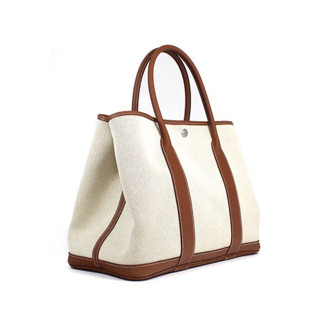 エルメス ガーデンパーティー PM 36 エクリュ デゼール ゴールド ツイルアッシュ ネゴンダ シルバー金具 HERMES GARDEN PARTY 36 PM TOTE ECRU DESERT GOLD TWILL H NEGONDA SILVER HARDWARE【中古】