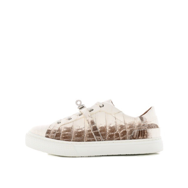 [Brand new] Hermes Day Sneaker Matte Niloticus Crocodile Himalaya Blanc White Silver Hardware 37.5 EU HERMES DAY SNEAKER MATTE NILOTICUS CROCODILE HIMALAYA BLANC WHITE SILVER HARDWARE