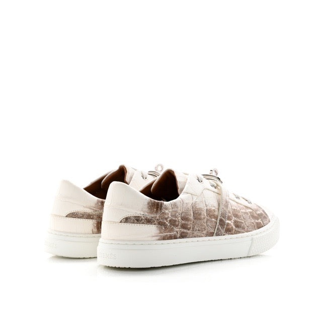 [Brand new] Hermes Day Sneaker Matte Niloticus Crocodile Himalaya Blanc White Silver Hardware 37.5 EU HERMES DAY SNEAKER MATTE NILOTICUS CROCODILE HIMALAYA BLANC WHITE SILVER HARDWARE