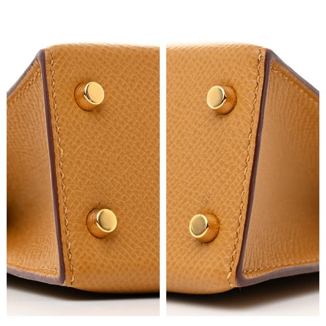 HERMES MINI KELLY 2 SELLIER 20 SESAME EPSOM GOLD HARDWARE
