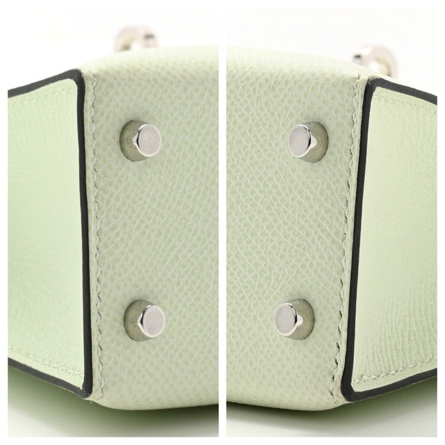 エルメス ミニケリー ケリーミニ２ ミニドゥ 外縫い ヴェールフィズ エプソン シルバー金具 HERMES KELLY MINI 2 SELLIER 20 VERT FIZZ EPSOM SILVER HARDWARE【中古】
