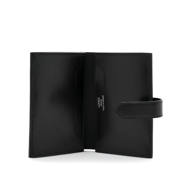 エルメス ベアン カードホルダー ウォレット ブラック ボックスカーフ シルバー金具 カードケース 財布 HERMES BEARN CARD HOLDER WALLET BLACK BOX CALFSKIN SILVER HARDWARE