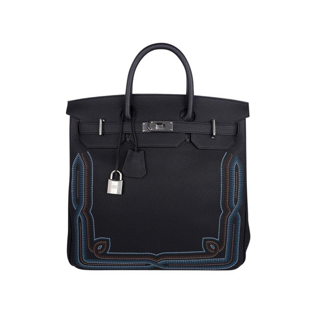 限定品 エルメス バーキン40 オータクロア HAC 刺繍 ブラック トゴ シルバー金具 HERMES BIRKIN 40 EMBROIDERED BLACK TOGO SILVER HARDWARE【中古】