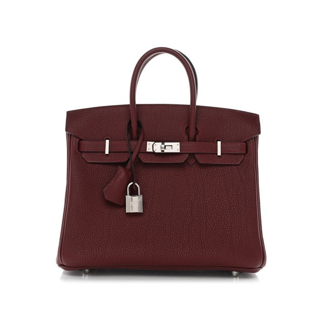 HERMES BIRKIN 25 ROUGE H TOGO SILVER HARDWARE