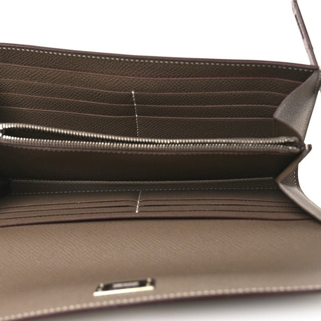 エルメス ケリー ロングウォレット エトゥープ エプソン シルバー金具 長財布 HERMES KELLY LONG WALLET ETOUPE EPSOM SILVER HARDWARE