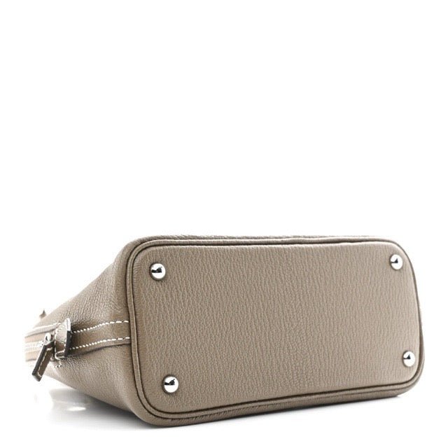 HERMES MINI BOLIDE 1923 ETOUPE CHEVRE SILVER HARDWARE