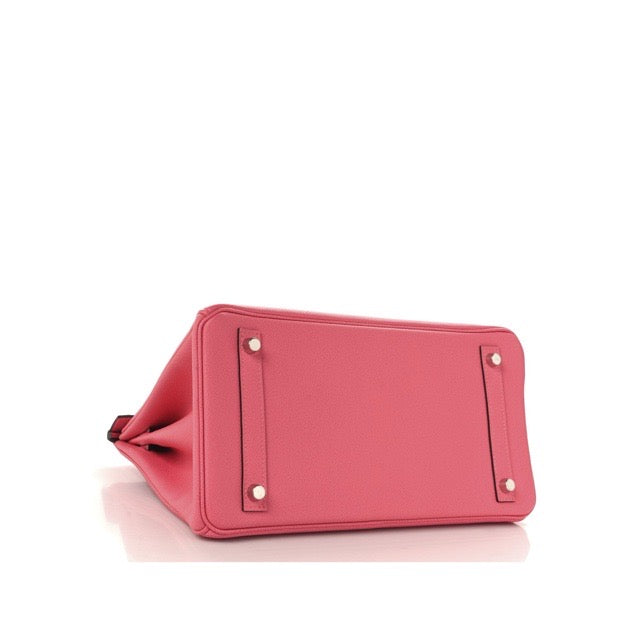 HERMES BIRKIN 30 ROSE AZALEE EPSOM SILVER HARDWARE