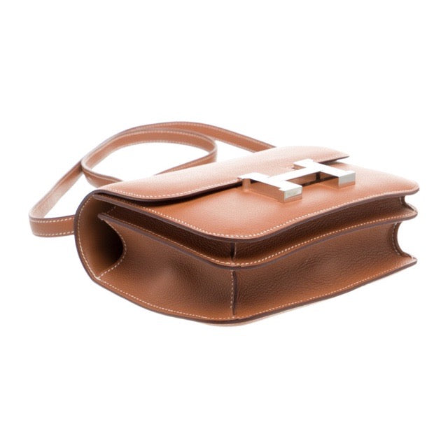 HERMES MINI CONSTANCE 18 GOLD EVERCOLOR SILVER HARDWARE