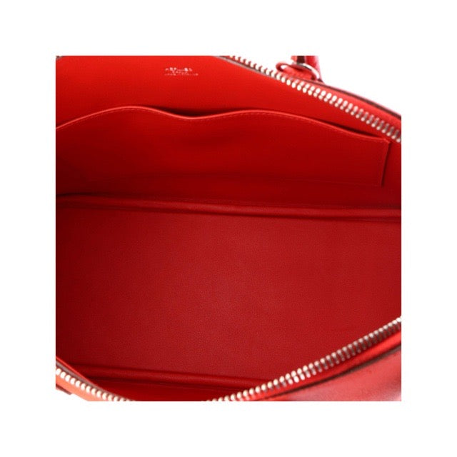 【ほぼ新品】エルメス ボリード３０ １９２３ トレサージュ ルージュクー エプソン シルバー金具 HERMES BOLIDE 30 1923 TRESSAGE DE CUIR ROUGE DE COEUR EPSOM SILVER HARDWARE【中古】