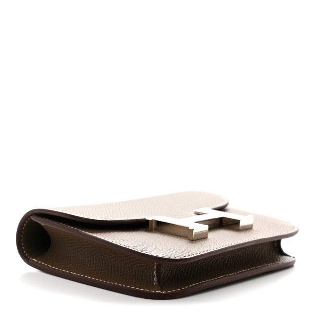 HERMES CONSTANCE SLIM WALLET ETOUPE EPSOM SILVER HARDWARE