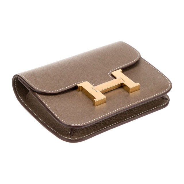 HERMES CONSTANCE SLIM WALLET ETOUPE EVERCOLOR GOLD HARDWARE