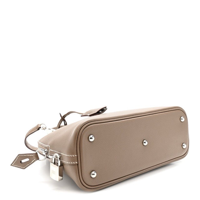HERMES BOLIDE 1923 25 VERSO ETOUPE GRIS PERLE EVERCOLOR SILVER HARDWARE