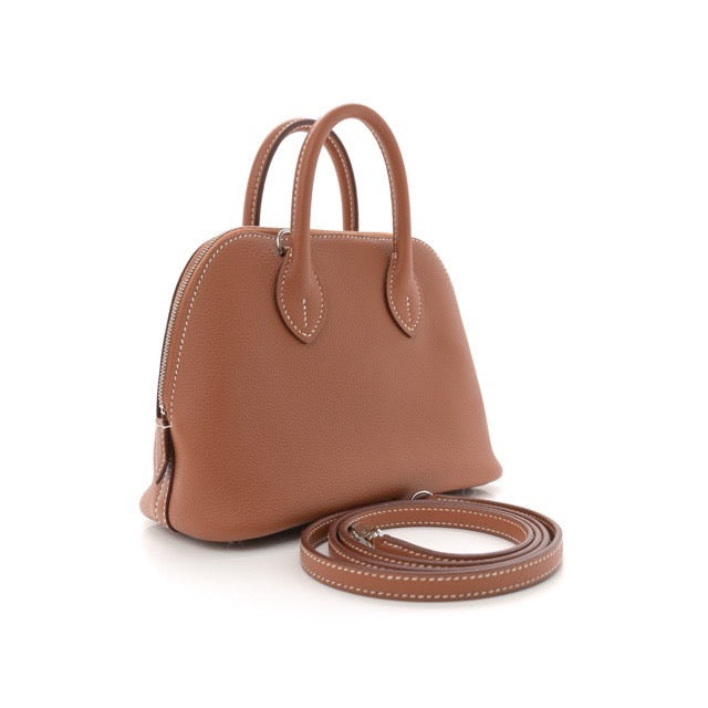 エルメス ミニボリード ゴールド エヴァーカラー エバーカラー シルバー金具 HERMES MINI BOLIDE 1923 GOLD EVERCOLOR SILVER HARDWARE