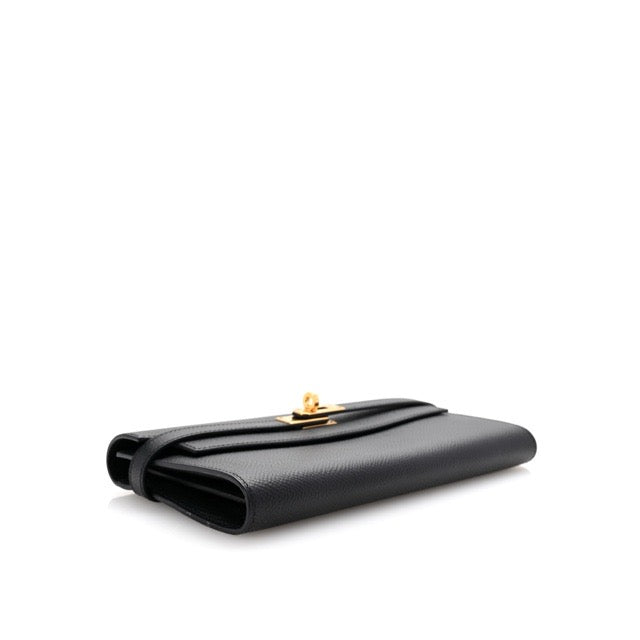 エルメス ケリー ロングウォレット ブラック エプソン ゴールド金具 長財布 HERMES KELLY LONG WALLET BLACK EPSOM GOLD HARDWARE【中古】