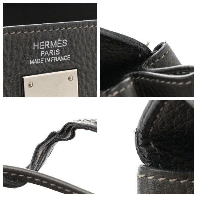 エルメス ケリー35 内縫い グラファイト トリヨンクレマンス シルバー金具 HERMES KELLY RETOURNE 35 GRAPHITE TAURILLON CLEMENCE SILVER HARDWARE【中古】