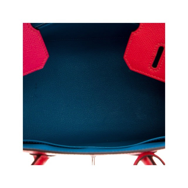 エルメス バーキン30 カザック ルージュクー ローズエクストリーム ブルーザンジバル エプソン シルバー金具 HERMES BIRKIN SELLIER 30 CASAQUE ROUGE DE COEUR ROSE EXTREME BLEU ZANZIBAR EPSOM SILVER HARDWARE【中古】