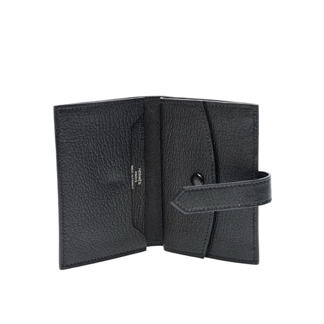 エルメス ミニベアン ミニウォレット ブラック シェーブルミゾール シルバー金具 HERMES BEARN MINI WALLET BLACK CHEVRE MYSORE SILVER HARDWARE【中古】