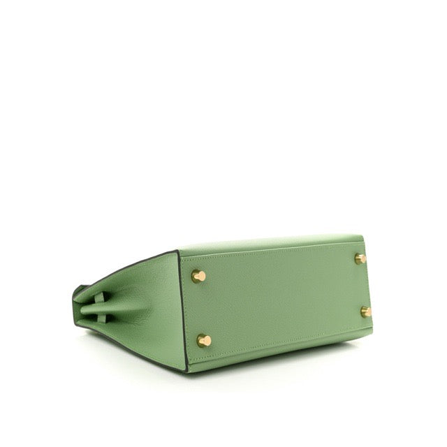 エルメス ケリー２５ 外縫い ヴェールクリケット エプソン ゴールド金具 HERMES KELLY SELLIER 25 VERT CRIQUET EPSOM GOLD HARDWARE【中古】