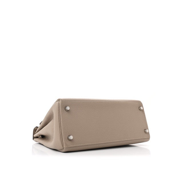HERMES KELLY 29 RETOURNE GRIS TOURTERELLE TOGO SILVER HARDWARE