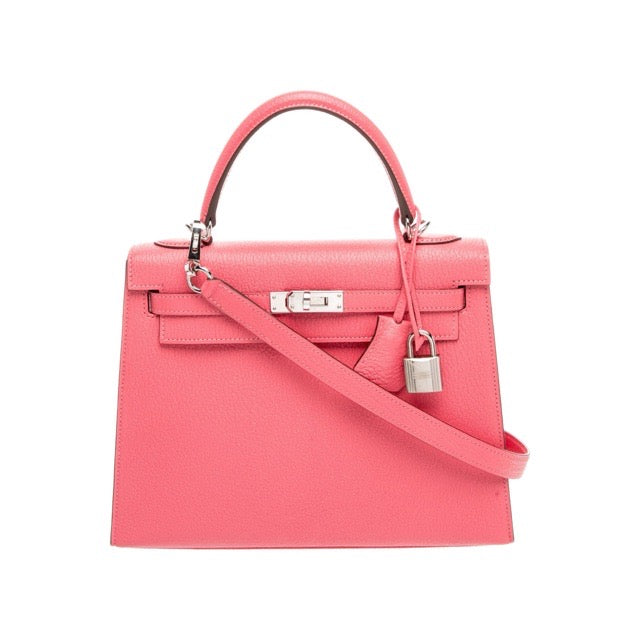 エルメス ケリー２５ 外縫い Rose Lipstick シェーブル シルバー金具 HERMES KELLY 25 SELLIER ROSE LIPSTICK CHEVRE SILVER HARDWARE