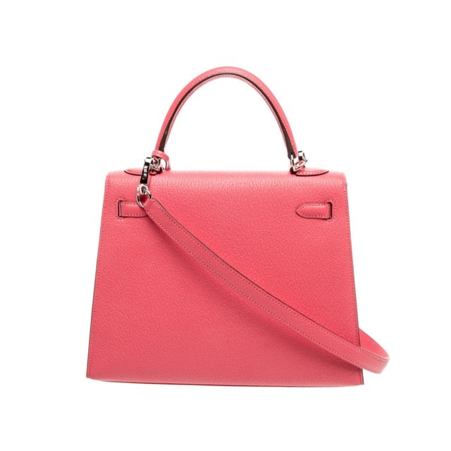 エルメス ケリー２５ 外縫い Rose Lipstick シェーブル シルバー金具 HERMES KELLY 25 SELLIER ROSE LIPSTICK CHEVRE SILVER HARDWARE