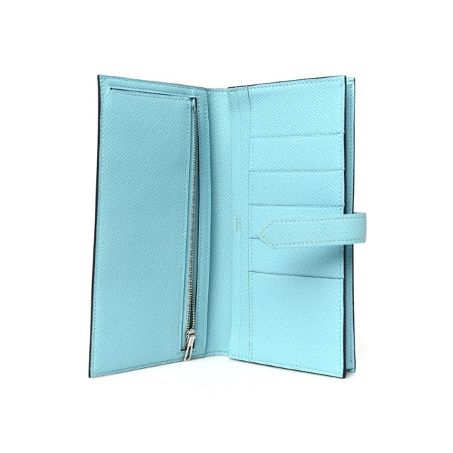 エルメス ベアンスフレ ベアンロングウォレット ブルーアトール エプソン シルバー金具 長財布 HERMES BEARN GUSSET WALLET BLEU ATOLL EPSOM SILVER HARDWARE【中古】