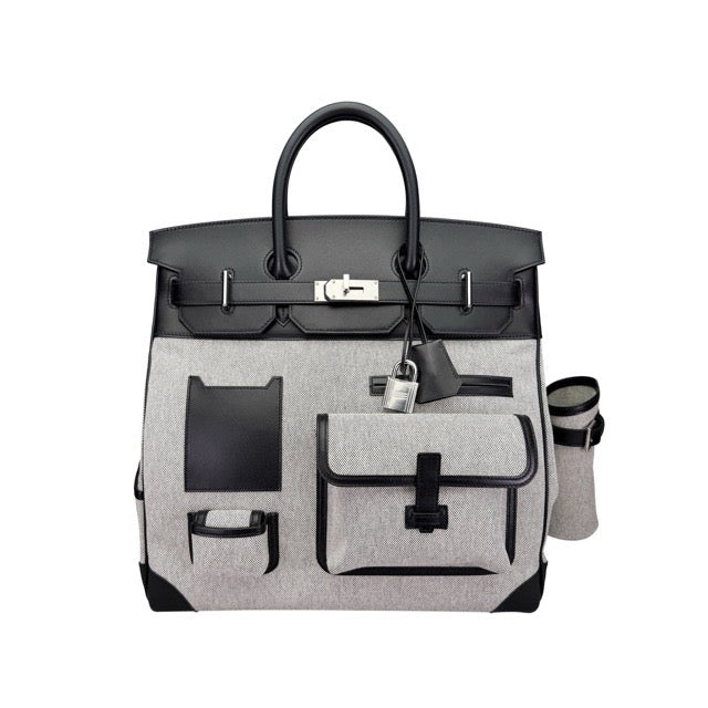 エルメス バーキンカーゴ 40 オータクロア Black トワル エヴァーカーフ シルバー金具 HERMES BIRKIN CARGO 40 HAC BLACK TOILE EVERCALF SILVER HARDWARE