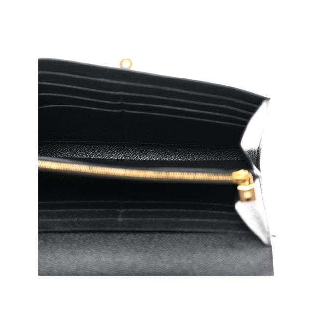 エルメス ケリー ロングウォレット ブラック エプソン ゴールド金具 長財布 HERMES KELLY LONG WALLET BLACK EPSOM GOLD HARDWARE【中古】