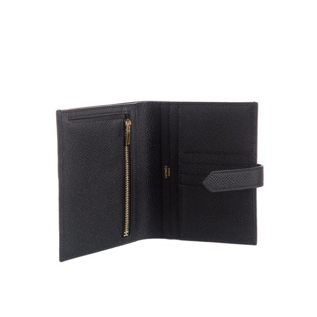エルメス ベアン コンパクトウォレット ブラック エプソン ゴールド金具 折り財布 HERMES BEARN COMPACT WALLET BLACK EPSOM GOLD HARDWARE