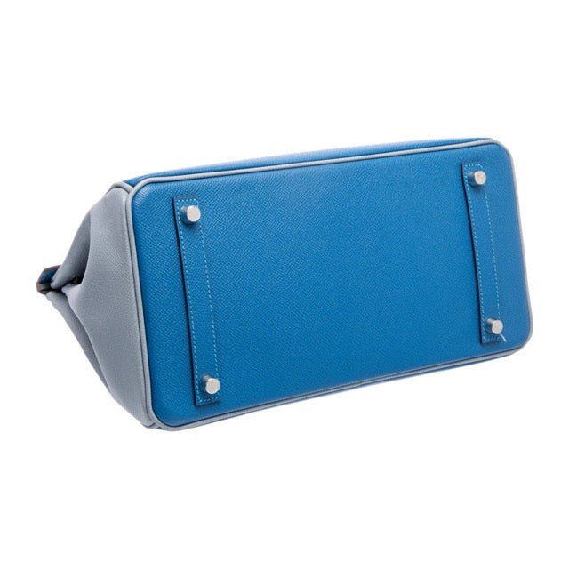 エルメス バーキン 30 HSS スペシャルオーダー バイカラー Mykonos Bleu Lin エプソン シルバー金具 パーソナルオーダー ホースシュー HERMES BIRKIN 30 HSS PERSONAL ORDER MYKONOS BLEU LIN EPSOM SILVER HARDWARE