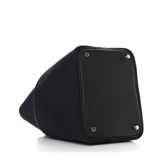 エルメス ピコタンロックPM カーゴ ブルーマリン ブラック トワル スイフト シルバー金具 HERMES PICOTIN LOCK 18 CARGO BLEU MARINE BLACK TOILE SWIFT SILVER HARDWARE