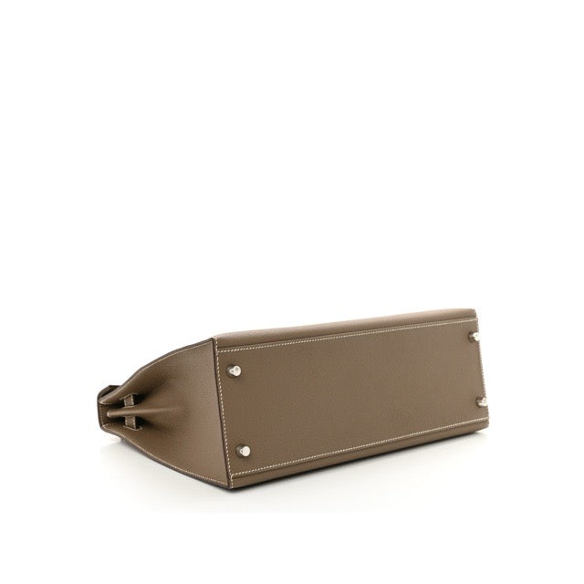 HERMES KELLY 32 SELLIER ETOUPE EPSOM SILVER HARDWARE